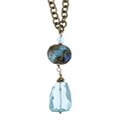Charming Life Goldtone Aqua Quartz and Glass 36-inch Necklace