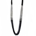 Silvertone and Black Multi-layer Chain Necklace
