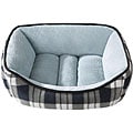 Soft Touch Reversible Rectangular Indoor Black Plaid Pet Bed
