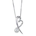 Beneficial problem solver for Luscious abstract Sterling Silver Freshwater Pearl Heart Necklace (6-7 mm)