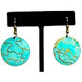 Brass Aqua Round Earrings (Brazil)