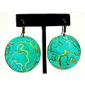 Brass Aqua Large Round Earrings (Brazil)