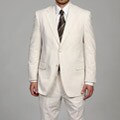 Adolfo Men's Tan/White 2-button Seersucker Suit