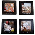Set of 4 Wood and Glass 'Inner I' Coasters (India)