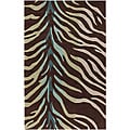 Hand-tufted Brown/Blue Zebra Animal Print Retro Chic Rug (8' x 11')