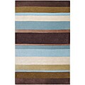 Hand-tufted Casual Brown/Blue Stripe Striped Rug (5' x 8')