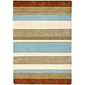 Hand-tufted Blue Striped Rug (5' x 8')