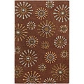 Hand-tufted Contemporary Retro Chic Green Brown Geometric Abstract Rug (5' x 8')