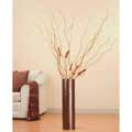 Brown 27-inch Bamboo Cylinder Floor Vase with Botanicals