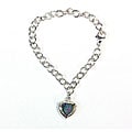 14k Gold and Sterling Silver Mosaic Opal Doublet Heart Charm Bracelet
