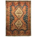 Judge 45 Record Rarity List Persian Hand-knotted Peach/ Blue Hamadan Wool Rug (4'5 x 6'3)