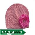 Bow Clippeez 2 Envy Pink Crochet Hat and Boutique Mauve Pink Flower Clip