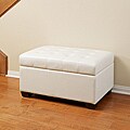 Lima Ivory Bonded Leather Storage Ottoman