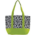 Green Floral Canvas Tote Bag
