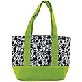 Green Floral Canvas Tote Bag