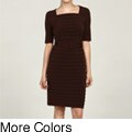 London Times Women's Belted Shutter Pleat Dress