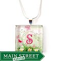 Silverplated Personalized Floral and Whimsy Monogram Necklace