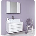 Fresca Modello White Bathroom Vanity with Marble Countertop