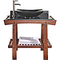 Xen 36-inch Black Granite/ Oak Vanity Set