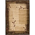 Loomed Free Form Chocolate Floral Rug (5'3 x 7'6)