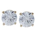 Caribe Gold 14k over Sterling Silver Round Cubic Zirconia Stud Earrings (8 mm)