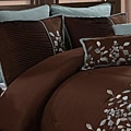 Embroidered Leaves 8-piece Chocolate Brown Comforter Set