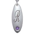 Sterling Silver Created Amethyst February Birthstone Initial Necklace