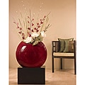 Bamboo 24-inch Red Circular Vase with Floral (Black Stand Not Included)
