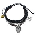Braided Leather St. Benedict Charm Bracelet