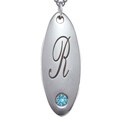 Sterling Silver Created Aquamarine March Birthstone Initial Necklace