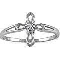 10k White Gold Diamond Accent Cross Ring