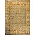 Indo Hand-rufted Green/ Beige Wool Rug (5' x 8')