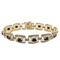 18k Gold over Silver Blue Sapphire and Diamond Accent Filigree Bracelet