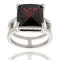 Sterling Silver Square-cut Red Cubic Zirconia Ring