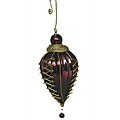 Purple Glass and Brass Kugel Christmas Ornament (India)