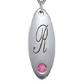 Sterling Silver Cubic Zirconia October Birthstone Initial Necklace