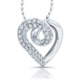 Sterling Silver 1/4ct TDW Diamond Heart Necklace (J, I2-I3)