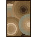 Meticulously Woven Contemporary Brown/Green Free-form Geometric Circles Rug (5'3 x 7'6)