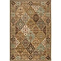 Loomed Free-form Sage Geometric Rug (5'3 x 7'6)