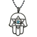 Black Silver Turquoise and 1/4ct TDW Diamond Hamsa Necklace (J, I2-I3)