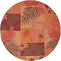 Hand-hooked Extrinsic Orange Indoor/Outdoor Botanical Rug (8' Round)