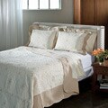 Lace Embroidered Cotton Taupe Quilt Set