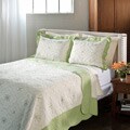 Lace Embroidered Cotton Sage Quilt Set