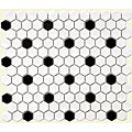 SomerTile 12x10.25-in Victorian Hex 1-in White/Black Dot Porcelain Mosaic Tile (Pack of 10)