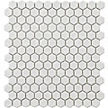 SomerTile 11x12-in Victorian Hex 1-in White Porcelain Mosaic Tile (Pack of 10)