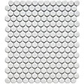 SomerTile 9.875x11.5-in Victorian Penny 3/4-in Matte White Porcelain Mosaic Tile (Pack of 10)