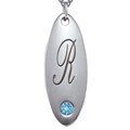 Sterling Silver December Birthstone Initial Necklace