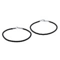 Signature Moments Sterling Silver Black Leather Bracelet