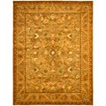 Handmade Antique Kasadan Olive Green Wool Rug (12' x 15')
