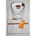 Enzo Tovare Men's White Pique French Cuff Dress Shirt